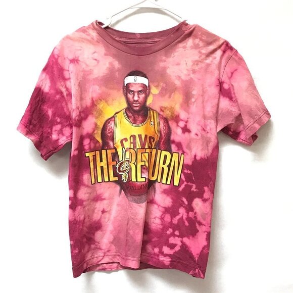 Nike Lebron James Red Tie Dye Shirt Size Large Youth EUC Cotton Athletic Kids - Picture 2 of 5